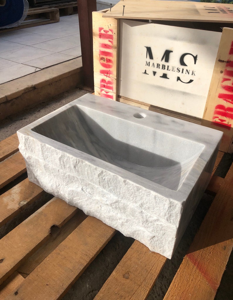Gray Marble Sink Wall Mount Marble Sink Marble Bathroom Sink Powder Room Sink Custom Vanity Top Custom Marble Sink Bathroom Vanities