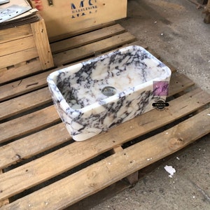 Elegant Bathroom Sink Wall Mount Marble Sink Marble Bathroom Sink Powder Room Sink Top Natural Stone Calacatta Marble Sink Custom Vanity