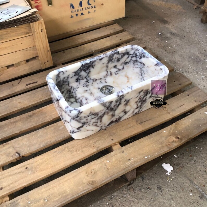 Elegant Bathroom Sink Wall Mount Marble Sink Marble Bathroom Sink Powder Room Sink Top Natural Stone Calacatta Marble Sink Custom Vanity