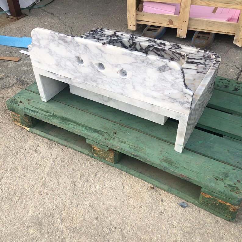 Calacatta Viola Marble Sink, Grooved Front, Hand Carved Sink, Marble Sink, Round Corner, Wall Sink, Special Order Sink, Sink Vanity