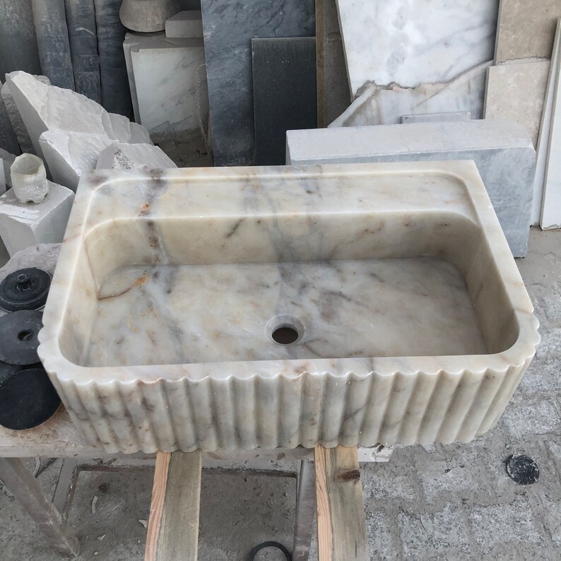 Calacatta Viola Marble Sink, Stone Sink, Hand Carved Sink, Marble Sink, Round Corner, Wall Sink, Special Order Sink, Sink Vanity