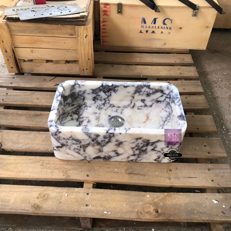 Elegant Bathroom Sink Wall Mount Marble Sink Marble Bathroom Sink Powder Room Sink Top Natural Stone Calacatta Marble Sink Custom Vanity