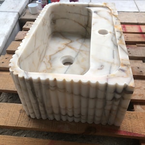 Elegant Bathroom Sink Wall Mount Marble Sink Marble Bathroom Sink Powder Room Sink Top Natural Stone Calacatta Marble Sink Custom Vanity