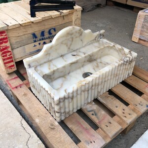 Calacatta Gold Marble Sink, Stone Sink, Hand Carved Sink, Marble Sink, Round Corner, Wall Sink, Special Order Sink, Sink Vanity