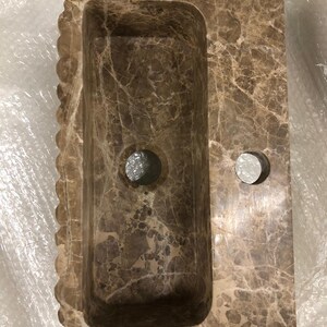 Customizable Emperador Dark Marble Sink - Reed Pattern, Bespoke Design, Luxury Bathroom Vanity