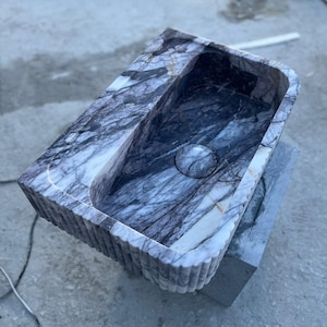 Elegant Bathroom Sink Wall Mount Marble Sink Marble Bathroom Sink Powder Room Sink Top Natural Stone Carrara Marble Sink Custom Vanity
