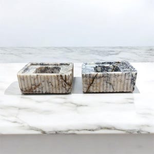 Calacatta Marble Double Sink Set – Hand-Carved, Wall-Mount or Countertop, Bamboo Design, Custom Stone Sink, Custom Marble Sink