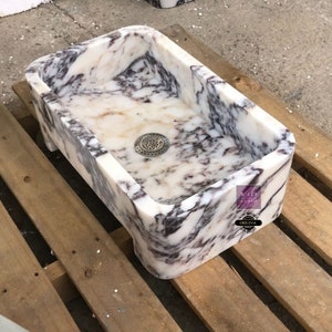 Elegant Bathroom Sink Wall Mount Marble Sink Marble Bathroom Sink Powder Room Sink Top Natural Stone Calacatta Marble Sink Custom Vanity
