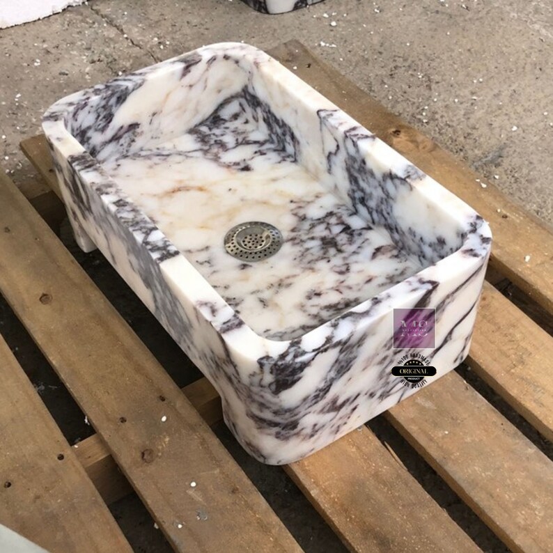 Elegant Bathroom Sink Wall Mount Marble Sink Marble Bathroom Sink Powder Room Sink Top Natural Stone Calacatta Marble Sink Custom Vanity