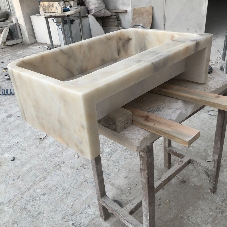 Calacatta Viola Marble Sink, Stone Sink, Hand Carved Sink, Marble Sink, Round Corner, Wall Sink, Special Order Sink, Sink Vanity