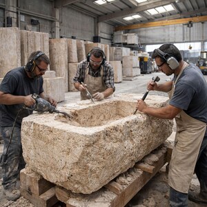 Chiseled Travertine Vanity
