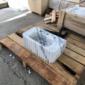 Stone Vessel Sinks, L45cmxW25cmx16 cm Sized，Stone Sinks, Stone Sinks, Bathroom Sinks, Natural Sinks, Carrara Marble Sinks, Vanity Washbasins