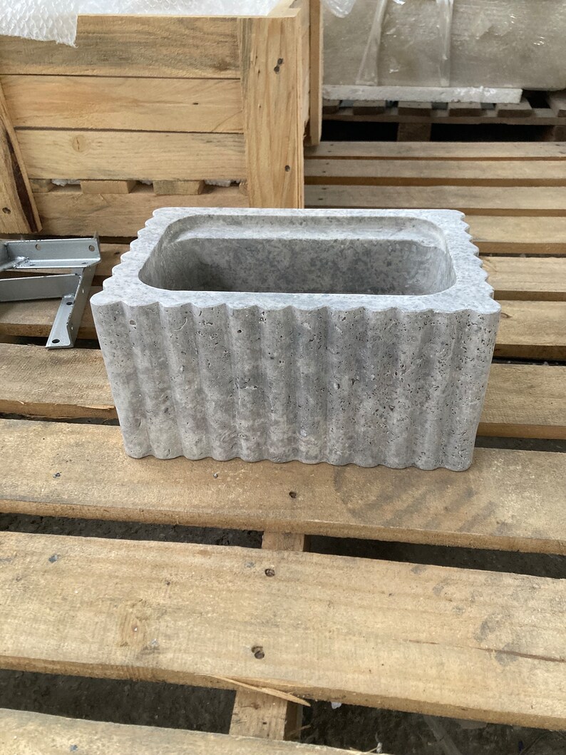 Travertin Bathroom Sink Wall Mount Marble Sink Marble Bathroom Sink Powder Room Sink Natural Stone Sink Silver Travertine Sink Custom Vanity