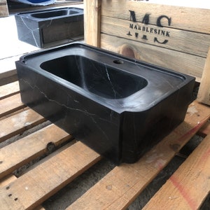 Black Marble Sink, Stone Sink, Hand Carved Sink, Marble Sink, Round Corner, Wall Sink, Special Order Sink, Sink Vanity