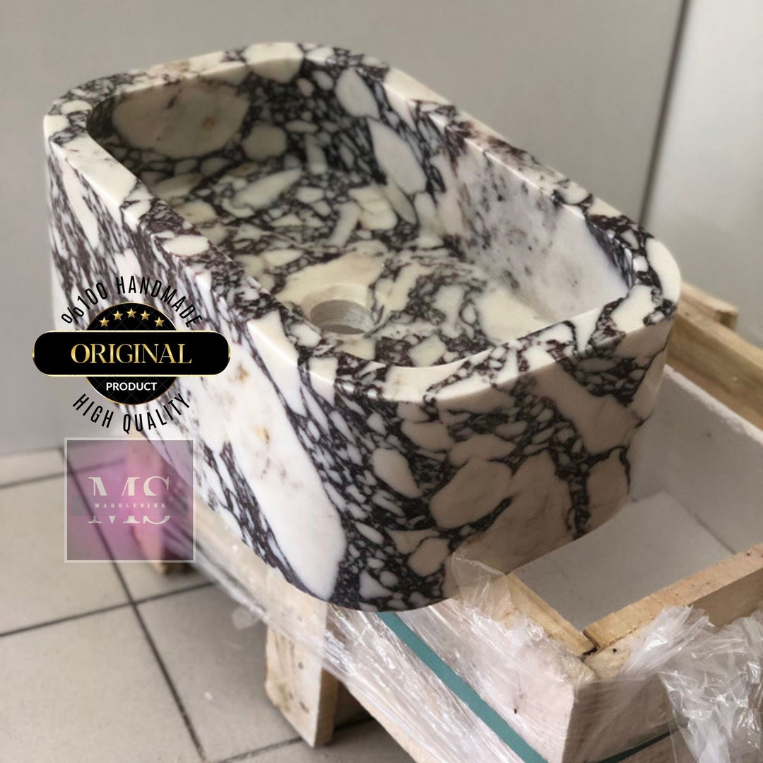 Hand-crafted Calacatta Marble Sink - Luxurious & Durable - Customizable - Bathroom Vanity