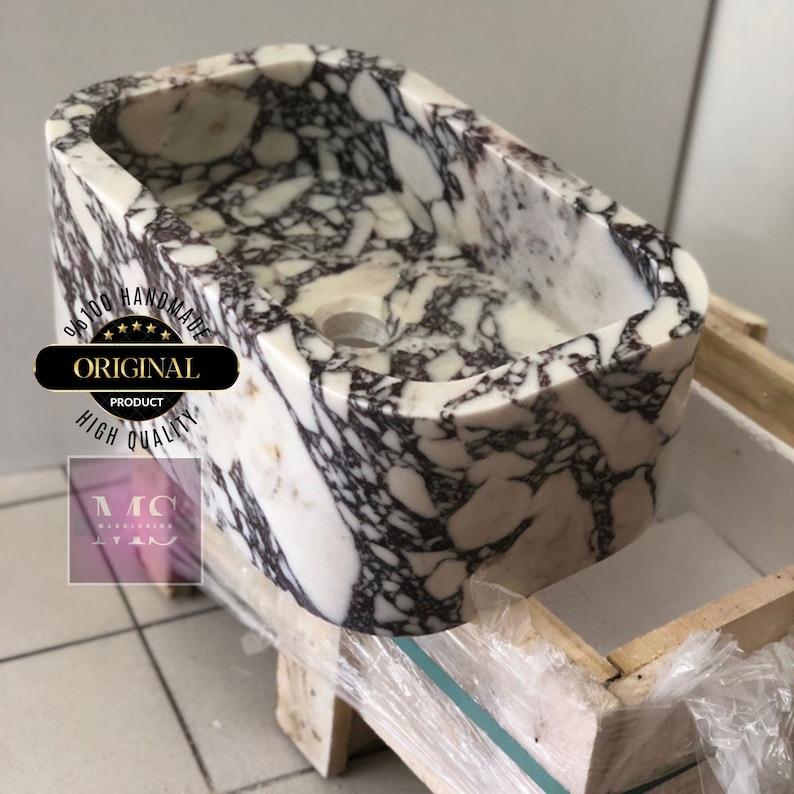 Hand-crafted Calacatta Marble Sink - Luxurious & Durable - Customizable