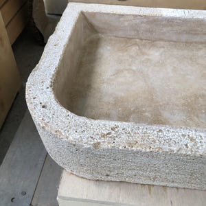Hand-Carved Travertine Sink - 65x40x10 cm (25.6x15.7x3.9 inç) - Farmhouse & Rustic Bathroom Sink - Countertop/Wall Mounted
