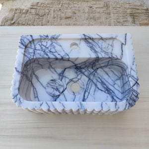 Natural Stone Vessel Bathroom Sink, Chiseled Ojinaga Marble, Vanity Sink