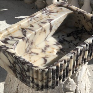 Calacatta Viola Marble Sink, Stone Sink, Hand Carved Sink, Marble Sink, Round Corner, Wall Sink, Special Order Sink, Sink Vanity