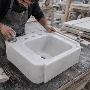 Luxury Carrara Marble Sink, Viola Premium Hand Carved Marble Wash Basin, Custom Size High Quality Bathroom Vanity