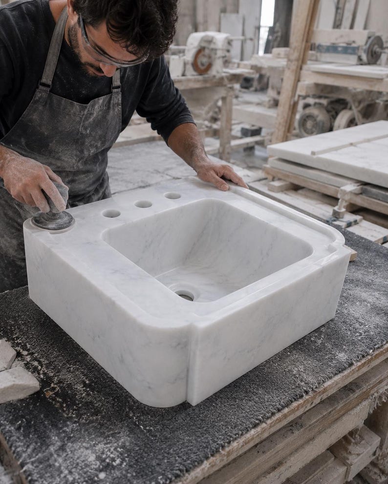 Luxury Carrara Marble Sink, Viola Premium Hand Carved Marble Wash Basin, Custom Size High Quality Bathroom Vanity