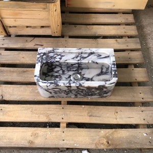 Calacatta Bathroom Sink Wall Mount Marble Sink Marble Bathroom Sink Powder Room Sink Top Natural Stone Calacatta Marble Sink Custom Vanity