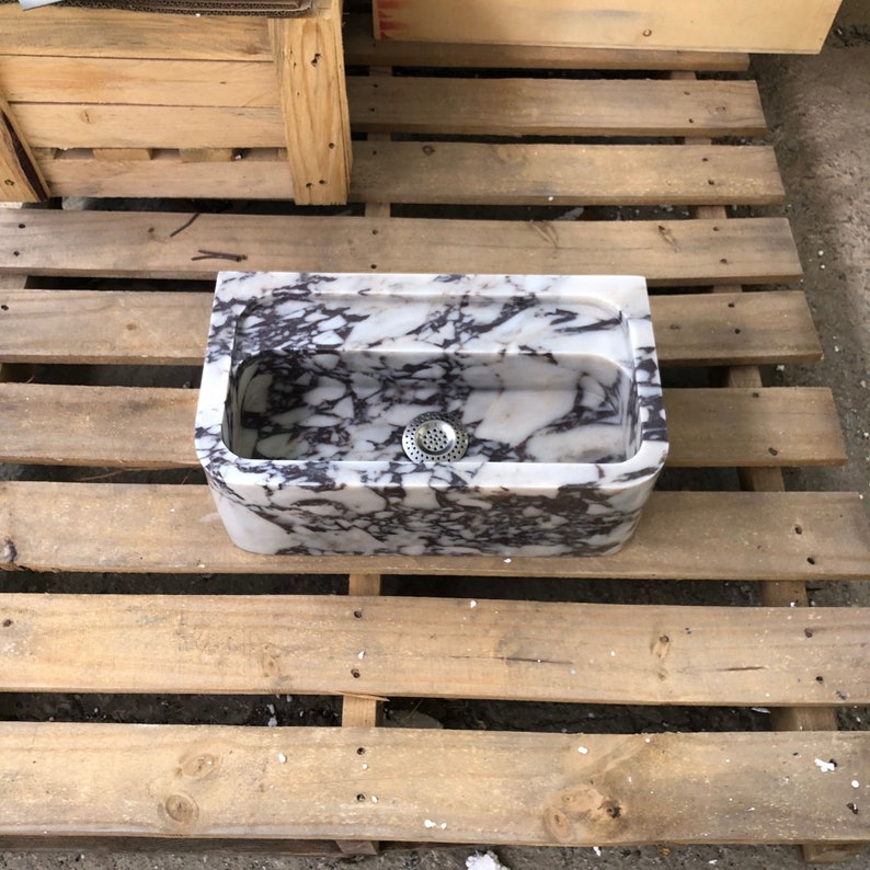 Calacatta Bathroom Sink Wall Mount Marble Sink Marble Bathroom Sink Powder Room Sink Top Natural Stone Calacatta Marble Sink Custom Vanity