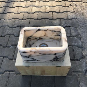 Calacatta Viola Marble Sink, Custom Order Marble Sink, Marble Washbasin, Powder Room sink, Hand Carved Sink, Wall Mounted Sink