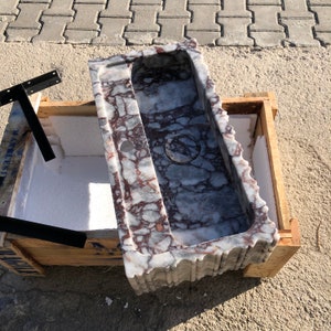 Lilac Marble Hand-Carved Sink - Custom Wall-Mount Vessel