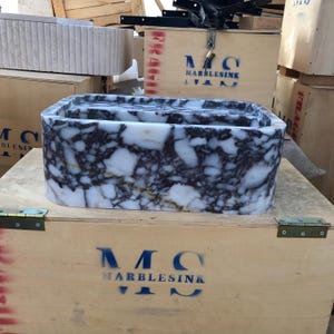 Elegant Bathroom Sink Wall Mount Marble Sink Marble Bathroom Sink Powder Room Vanity Top Natural Stone Calacatta Marble Sink Custom Vanity