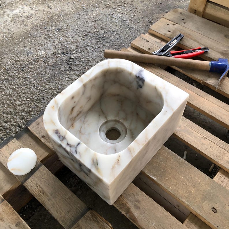 Marble sink, Vessel sink, calcatta marble sink, gold marble sink, hand carved sink, sinks for bathroom, powder room sinks, washbasin bathroom, vanity top sink, mounted marble sink, Wall Mount Sink, custom order sink, vanity sink
