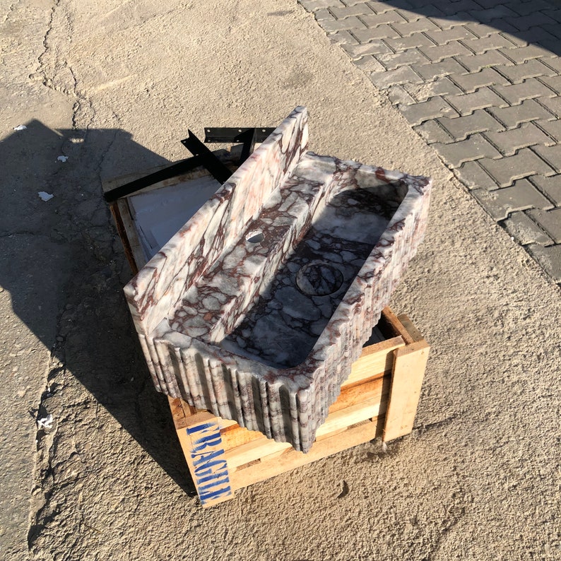 Calacatta Viola Marble Sink, Custom Order Sink, Powder Room Sink, Wall Mount Sink, Custom order Bathroom Vanity