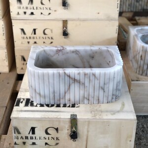 Elegant Bathroom Sink Wall Mount Marble Sink Marble Bathroom Sink Powder Room Sink Top Natural Stone Calacatta Marble Sink Custom Vanity