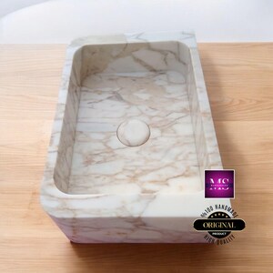 Calacatta Gold Marble Sink, Wall Mounted Marble Sink, Bathroom Wash Basin, Kitchen Sink, Powder Room Marble Sink