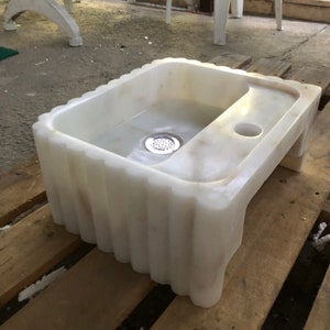 Marble Vessel Sink, Handmade, Small Rectangle Design with or without Faucet Hole, Sleek and Modern Washbasin for Bathroom.