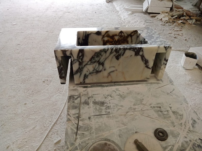 Elegant Bathroom Sink Wall Mount Marble Sink Marble Bathroom Sink Powder Room Sink Top Natural Stone Calacatta Marble Sink Custom Vanity