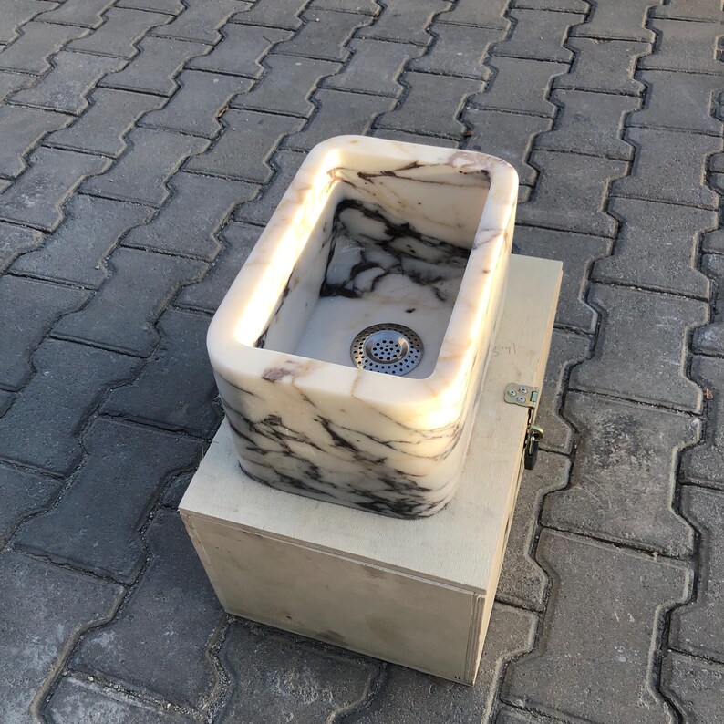 Calacatta Viola Marble Sink, Custom Order Marble Sink, Marble Washbasin, Powder Room sink, Hand Carved Sink, Wall Mounted Sink