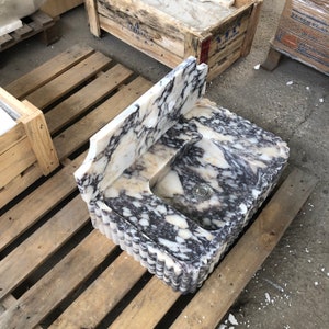 Calacatta Viola Marble Sink, Marble Countertop Sink, Wall Mounted Sink, Carved Sink, Custom Order Sink, Vanity Sinks, Powder Room Sinks Sink