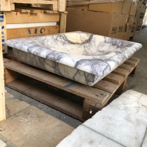 Calacatta Viola Marble Sink, Floating Sink, Marble Sink Vanity, Powder Room Sink, Wall Mounted Sink, Sink Top, Sink for Bathroom, Marble