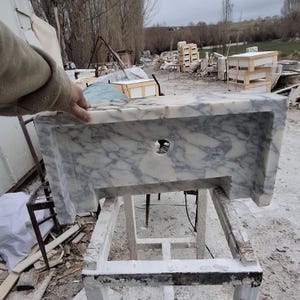 Calacatta Marble Bathroom Sink  Custom Floating Wall Mounted Luxury Basin