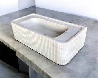 Elegant Bathroom Sink Wall Mount Marble Sink Marble Bathroom Sink Powder Room Sink Top Natural Stone Carrara Marble Sink Custom Vanity
