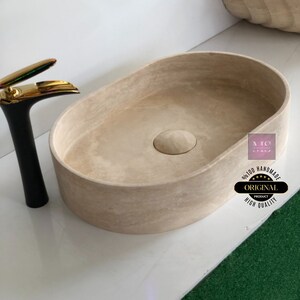 Travertine Bathroom Sink Custom Vanity Top Custom Marble Sink Wall Mount Marble Sink Bathroom Sink Powder Room Sink, Marble vanity sink