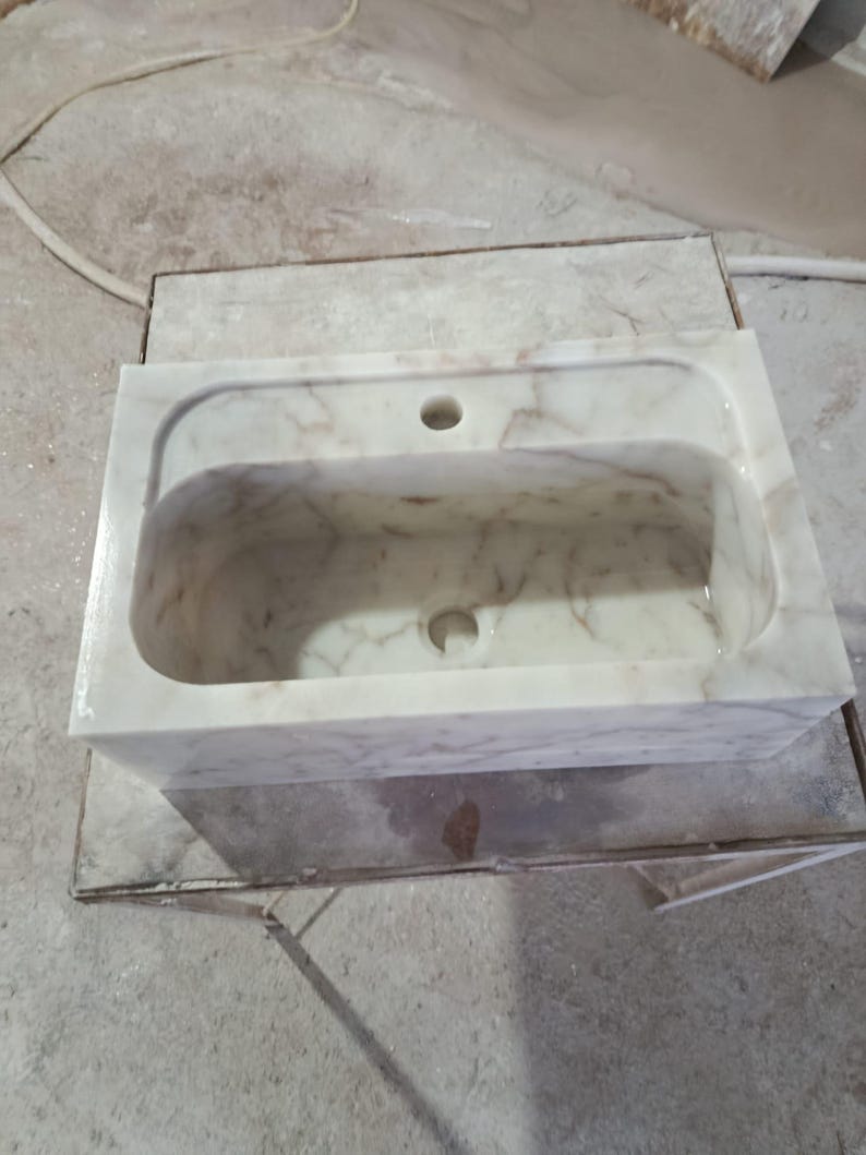 Calacatta Viola Marble Sink Wall Mount Marble Sink Marble Bathroom Sink Powder Room Sink Custom Vanity Top Natural Stone Marble Sink