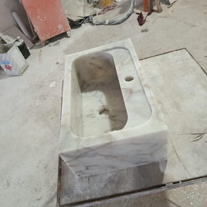 Calacatta Viola Marble Sink Wall Mount Marble Sink Marble Bathroom Sink Powder Room Sink Custom Vanity Top Natural Stone Marble Sink