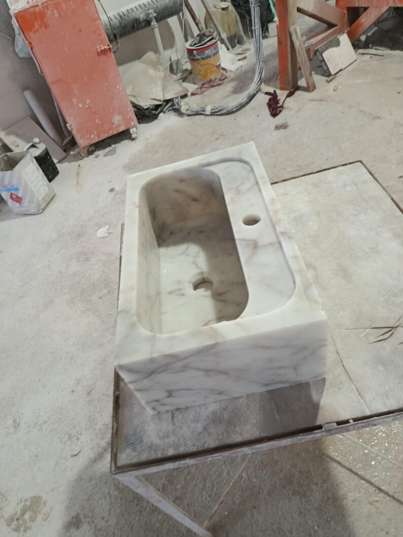 Calacatta Viola Marble Sink Wall Mount Marble Sink Marble Bathroom Sink Powder Room Sink Custom Vanity Top Natural Stone Marble Sink