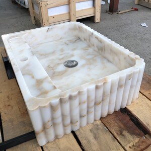 River Stone Vessel Sinks, Bathroom Art, Stone Sinks, Stone Sinks, Bathroom Sinks, Natural Sinks, Calacatta Sinks, Vanity Wash Basins Calacatta Marble Stone Sink Bathroom Vanity Modern Sink