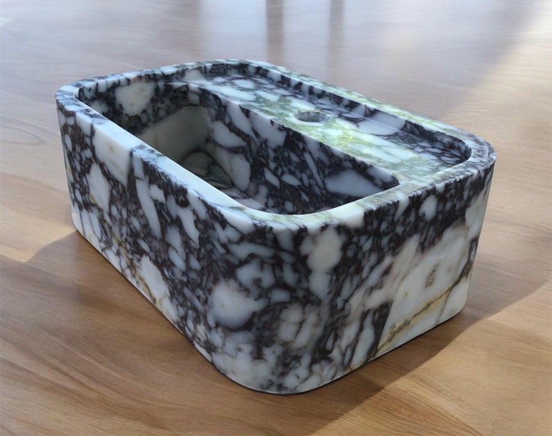 Elegant Bathroom Sink Wall Mount Marble Sink Marble Bathroom Sink Powder Room Vanity Top Natural Stone Calacatta Marble Sink Custom Vanity