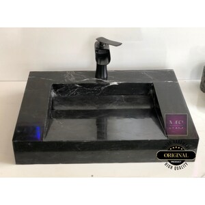 Nero marguina Marble for Bathroom Sink Black Marble Sink Wall Mount Marble Sink  Custom Vanity Top Custom Marble Sink Powder Room Sink