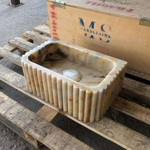 Elegant Bathroom Sink Wall Mount Marble Sink Marble Bathroom Sink Powder Room Sink Top Natural Stone Calacatta Marble Sink Custom Vanity