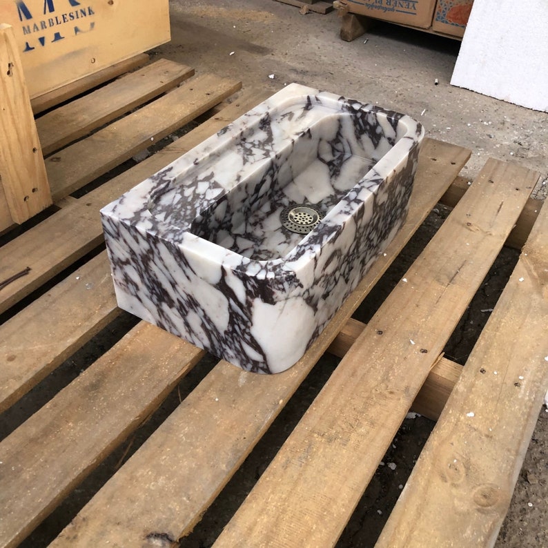 Calacatta Bathroom Sink Wall Mount Marble Sink Marble Bathroom Sink Powder Room Sink Top Natural Stone Calacatta Marble Sink Custom Vanity